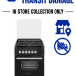 FERRE BLACK 600MM ELECTRIC 4-PLATE FREE STANDING COOKER