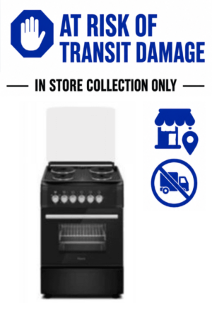 FERRE BLACK 600MM ELECTRIC 4-PLATE FREE STANDING COOKER