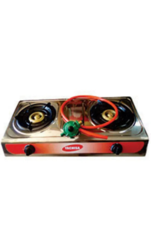 YACHISA SILVER DOUBLE GAS STOVE WITH STARTER KIT (NEW)