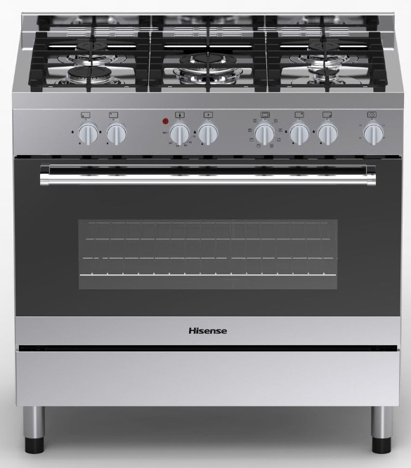 HISENSE 90CM FREESTANDING GAS/ELECTRIC COOKER - MATT STAINLESS STEEL (NEW) - Image 2