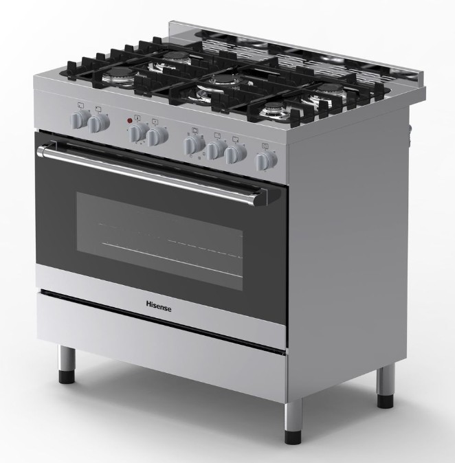 HISENSE 90CM FREESTANDING GAS/ELECTRIC COOKER - MATT STAINLESS STEEL (NEW) - Image 3