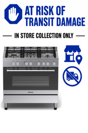 HISENSE 90CM FREESTANDING GAS/ELECTRIC COOKER - MATT STAINLESS STEEL (NEW)