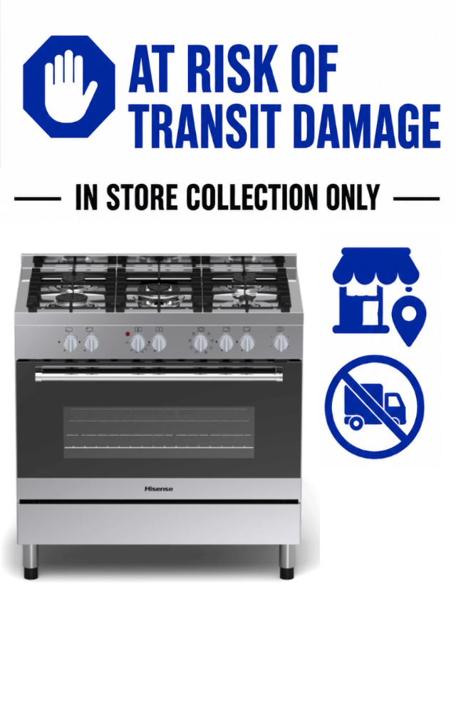 HISENSE 90CM FREESTANDING GAS/ELECTRIC COOKER - MATT STAINLESS STEEL (NEW)