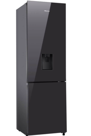 HISENSE 263L FRIDGE/FREEZER + WATER DISPENSER - BLACK GLASS (NEW)