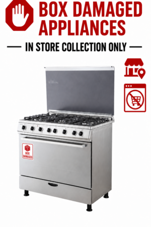 GOLDAIR 90x60 FREESTANDING 5-BURNER GAS COOKER WITH ELECTRIC OVEN - STAINLESS STEEL (BOXED DAMAGED)