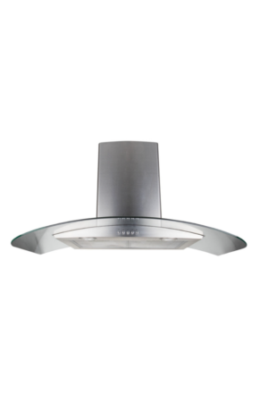 TELEFUNKEN ITALIAN DESIGNER 90CM GLASS CHIMNEY HOOD - SILVER NEW