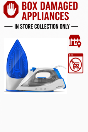 MELLERWARE STEAM/DRY/SPRAY CERAMIC "BLAZE II" IRON - COBALT (BOXED DAMAGED)