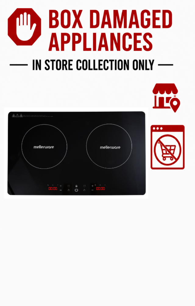 MELLERWARE "CAPRI" GLASS DOUBLE INDUCTION COOKER - BLACK (BOXED DAMAGED)