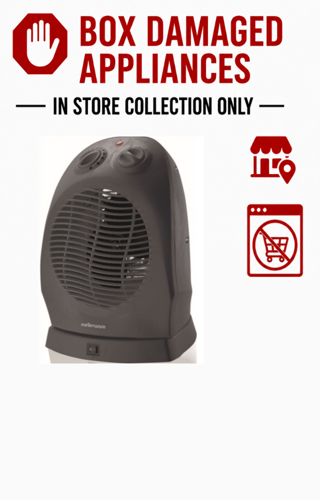 MELLERWARE "SOLAR" OSCILATING FLOOR FAN HEATER (BOXED DAMAGED)