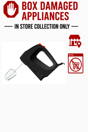 MELLERWARE "MIXO" HAND MIXER + DOUGH HOOKS & BEATERS - CHROME BLACK (BOXED DAMAGED)