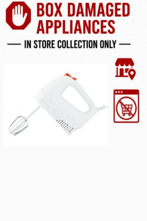 MELLERWARE "MIXO" HAND MIXER + DOUGH HOOKS & BEATERS - CHROME WHITE (BOXED DAMAGED)